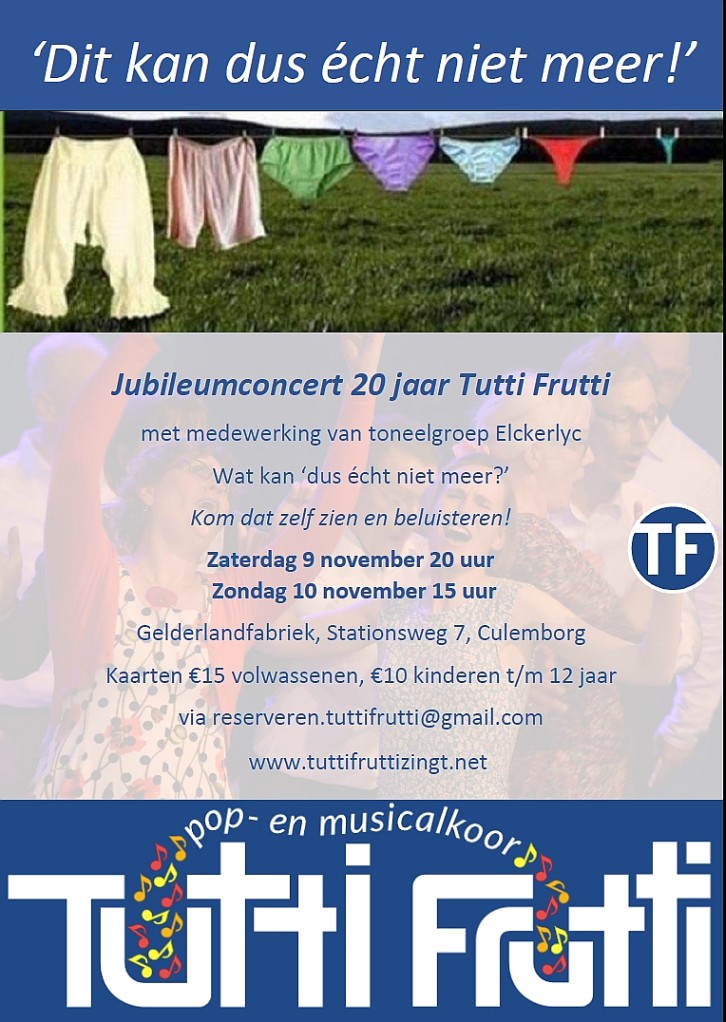 Flyer van de Tutti Dit Kan Dus Echt Niet Meer voorstelling.