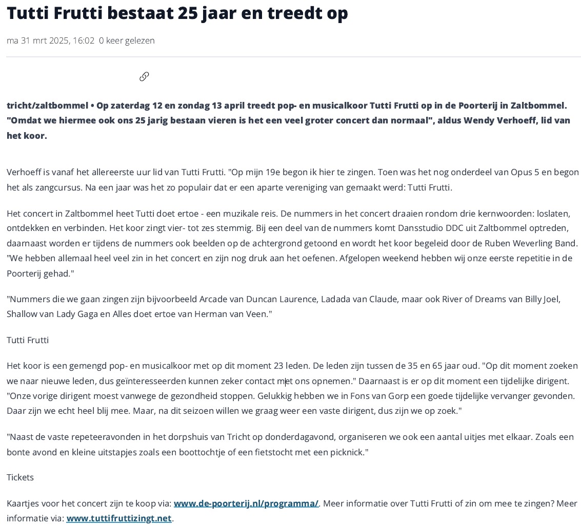 TF jubileumshow in Het Kontakt