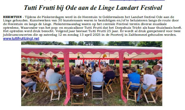 TF Ode aan de Linge in Dorpskrant Tricht